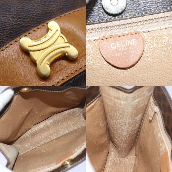 CELINE Macadam Canvas Hand Bag Pvc Leather Brown - Picture 11 of 12